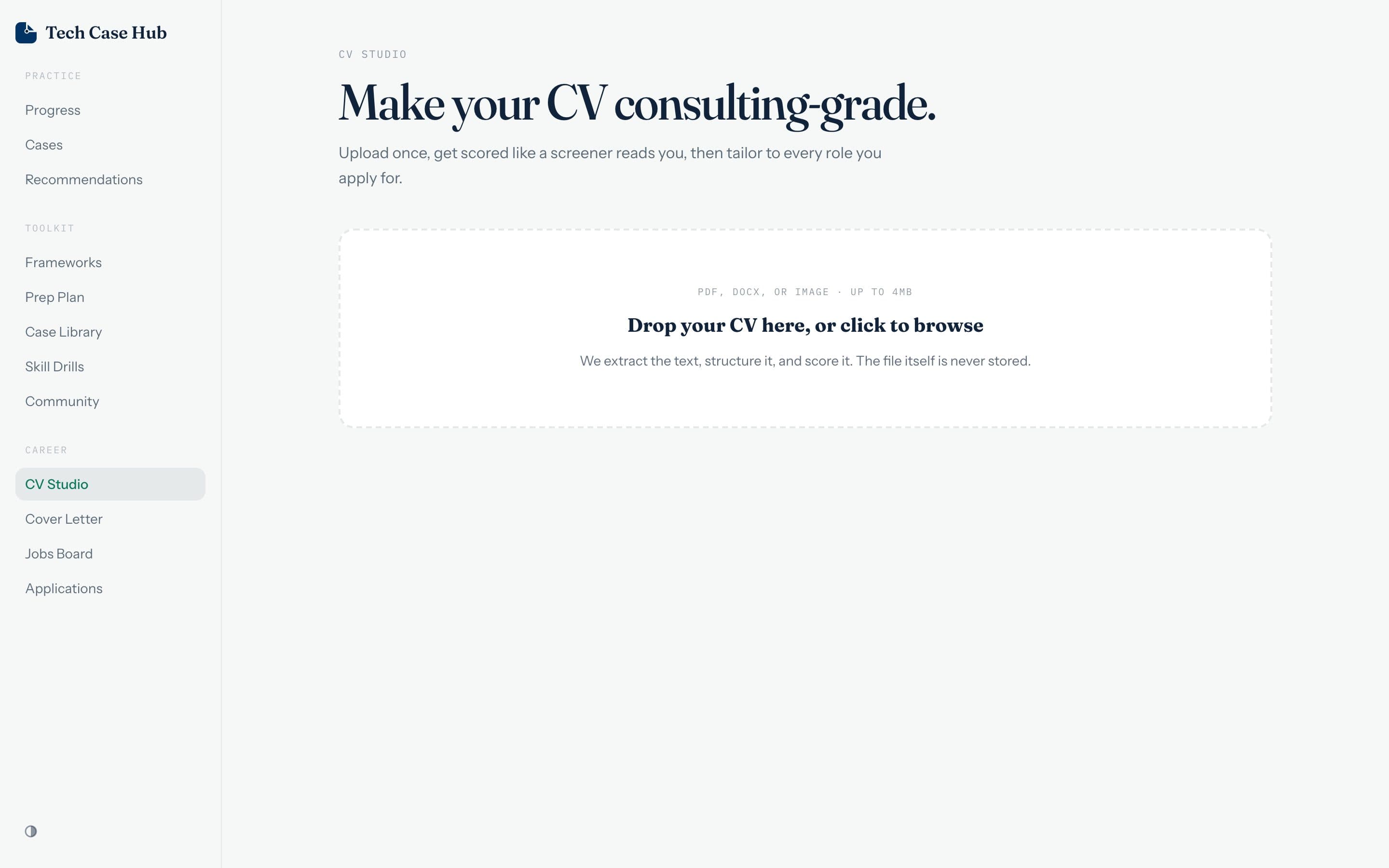 CV Studio scoring and tailoring